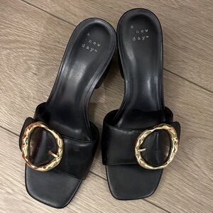 a new day Black Slip-On with Gold Decorative Buckles 7 target 🎯